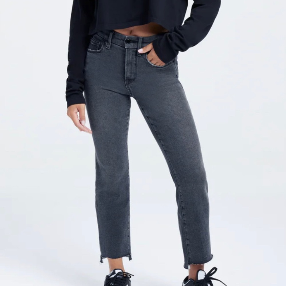 Good American Straight legged cropped jeans